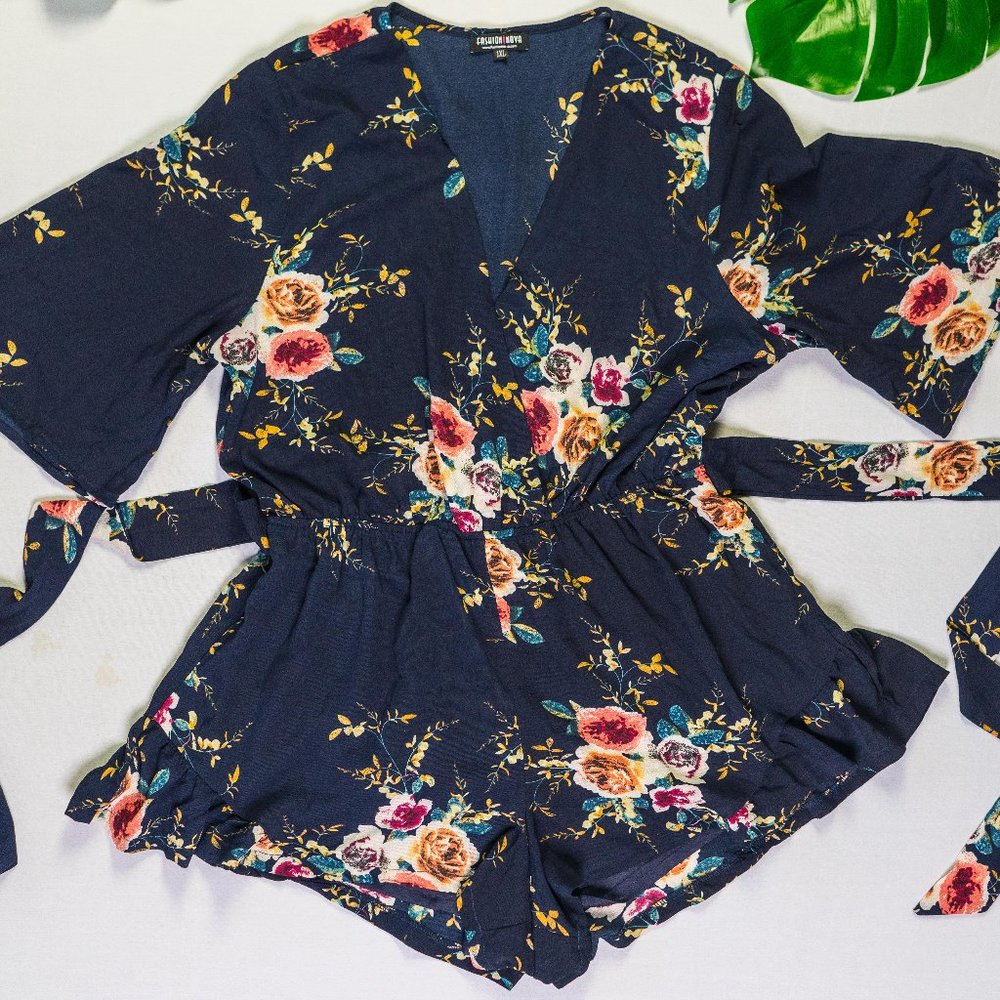 Floral Romper - Navy Blue